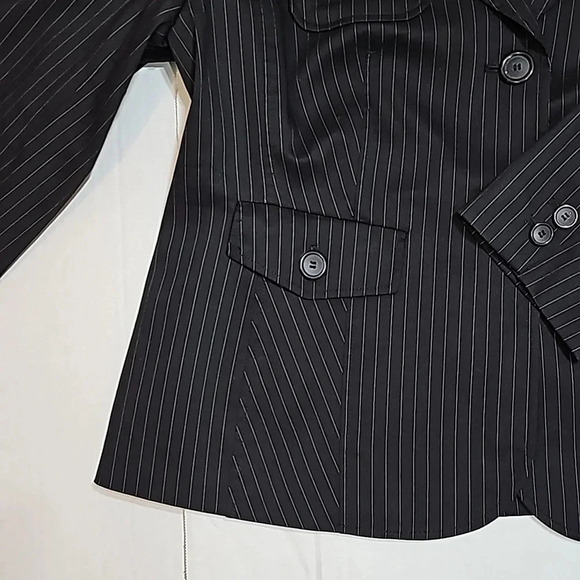 Style&co womens jacket 18W pinstripe black utility Double Breast Business Office - Picture 6 of 14